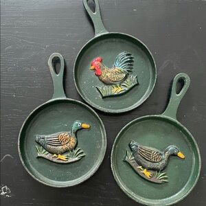 Three Mini Cast Iron Farmhouse  Skillet Decor